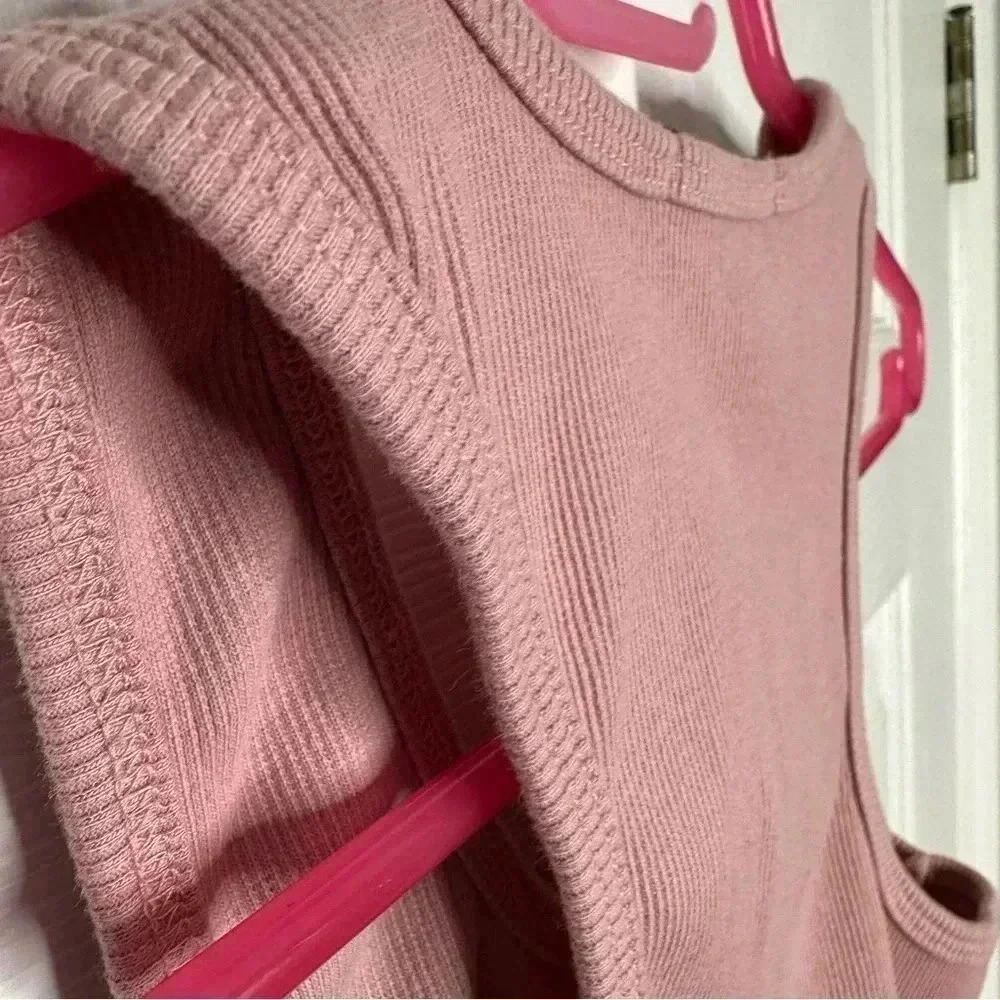 SWS Essentials Tank Top Cropped Ribbed Racerback Pink Size Medium - Picture 14 of 16